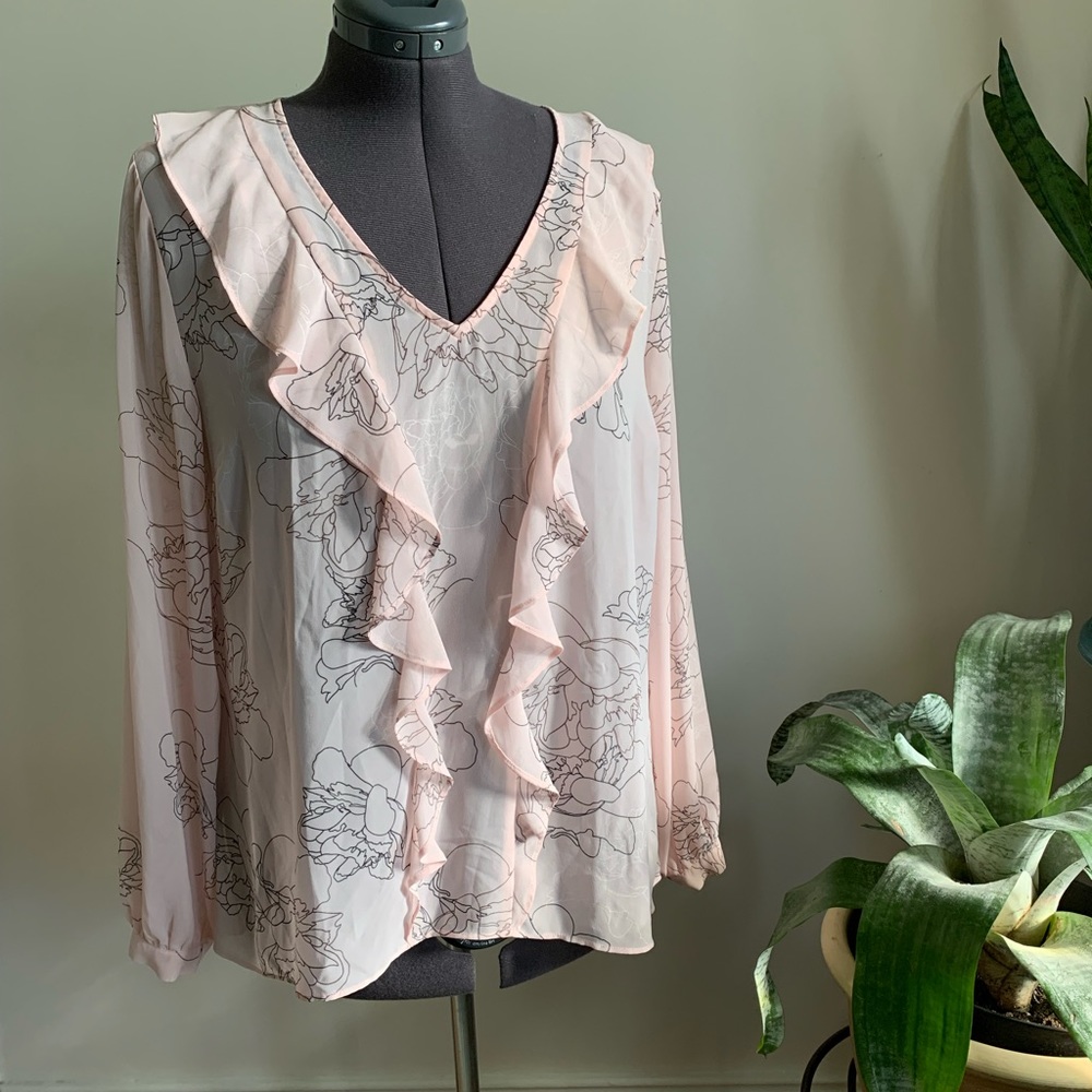Michel Studio pink floral print blouse size 18